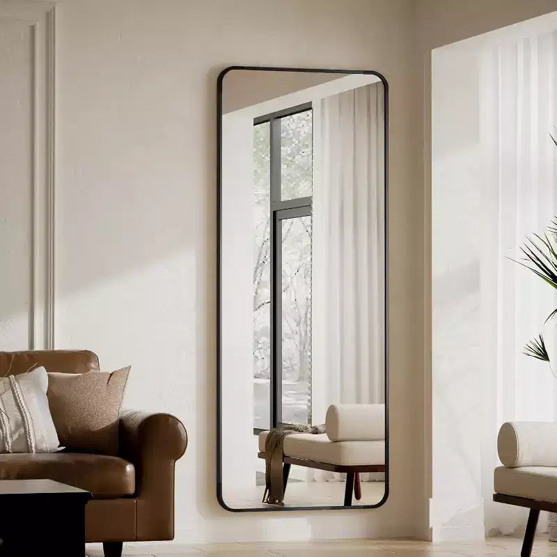 65 x 24 Full Length Mirror with Rounded Corners, Floor Mirror for Standing, Hanging or Leaning
