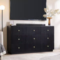 SinCiDo 9 Drawer Fluted Dresser, 55 Wide Wood Chest of Drawers with Deep Storage, Modern Storage Organizer for Bedroom, Living Room