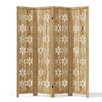 63*67 in Wood Room Divider Folding Privacy Screen Freestanding Partition for Indoor, 4-Panels, Brown