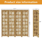 63*67 in Wood Room Divider Folding Privacy Screen Freestanding Partition for Indoor, 4-Panels, Brown