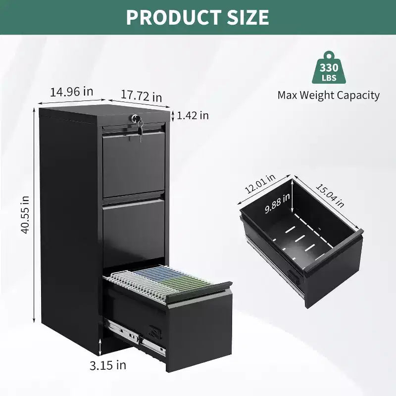 103IN Rolling Storage Cabinet with Lock, Workbench & Adjustable Shelf, Mobile Tool Chest for Garage, Shop, Office, Black