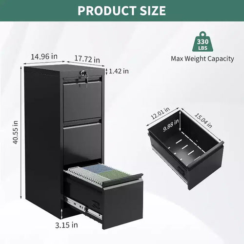 103IN Rolling Storage Cabinet with Lock, Workbench & Adjustable Shelf, Mobile Tool Chest for Garage, Shop, Office, Black