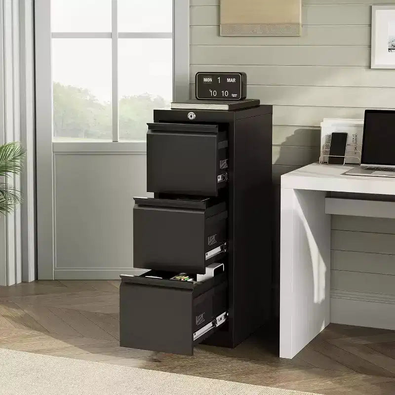 103IN Rolling Storage Cabinet with Lock, Workbench & Adjustable Shelf, Mobile Tool Chest for Garage, Shop, Office, Black