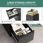 103IN Rolling Storage Cabinet with Lock, Workbench & Adjustable Shelf, Mobile Tool Chest for Garage, Shop, Office, Black