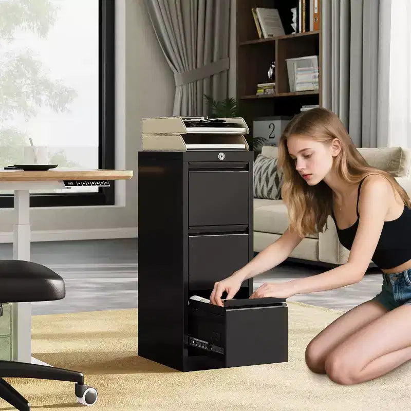 103IN Rolling Storage Cabinet with Lock, Workbench & Adjustable Shelf, Mobile Tool Chest for Garage, Shop, Office, Black