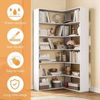 6 Tier Industrial Corner Bookshelf, L Shaped Bookcase with Baffles and Shelves, Large Storage Display Unit for Living Room, Home Office