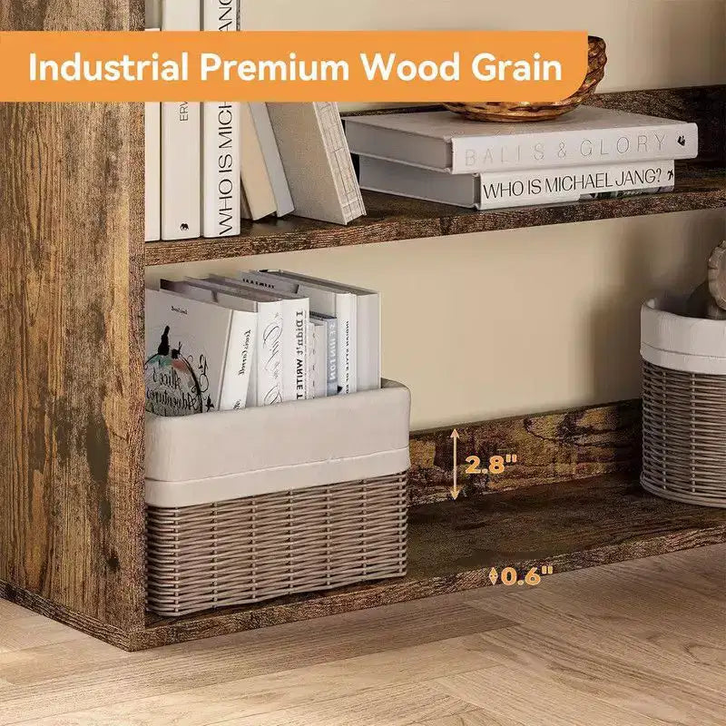6 Tier Industrial Corner Bookshelf, L Shaped Bookcase with Baffles and Shelves, Large Storage Display Unit for Living Room, Home Office