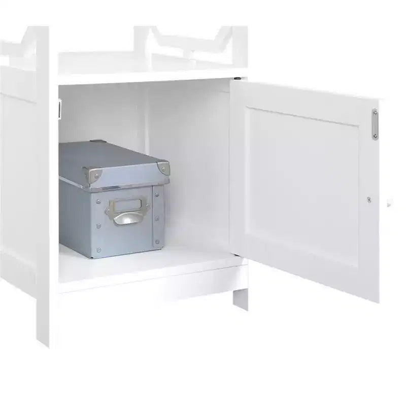 End Table with Cabinet and Open Shelf Storage, Stylish Octagon Design, Compact MDF Side Table for Living Room or Bedroom