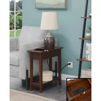 Flip Top End Table with Storage and Charging Station, Featuring USB Ports, Power Outlets and Slim Space Saving Design