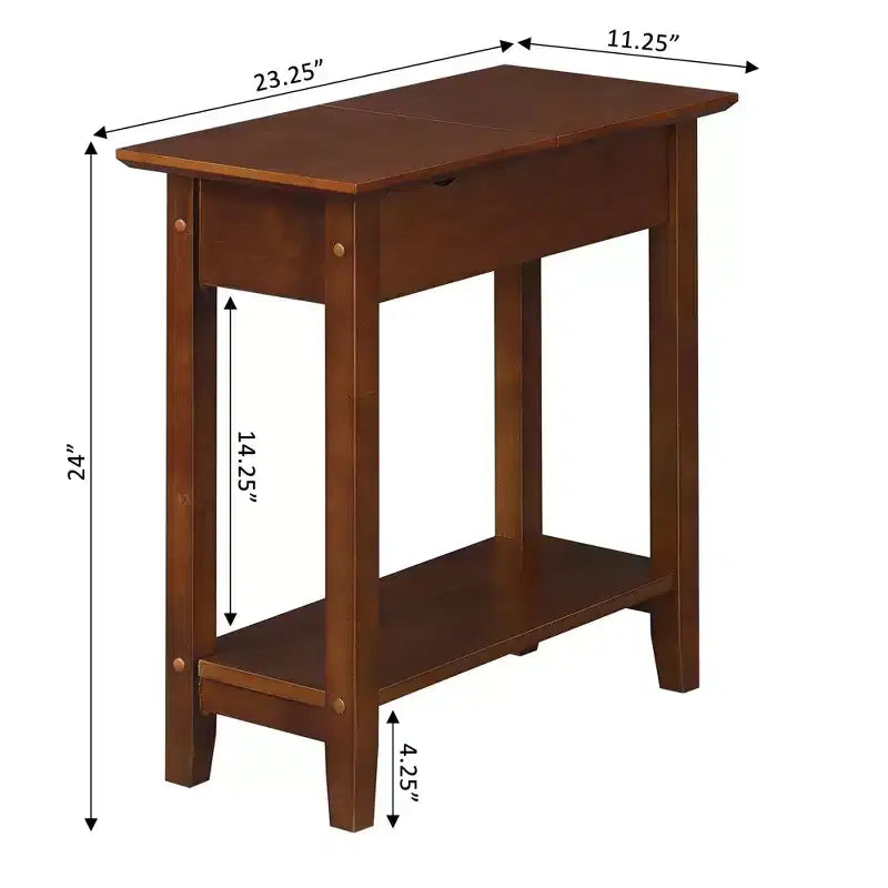Flip Top End Table with Storage and Charging Station, Featuring USB Ports, Power Outlets and Slim Space Saving Design