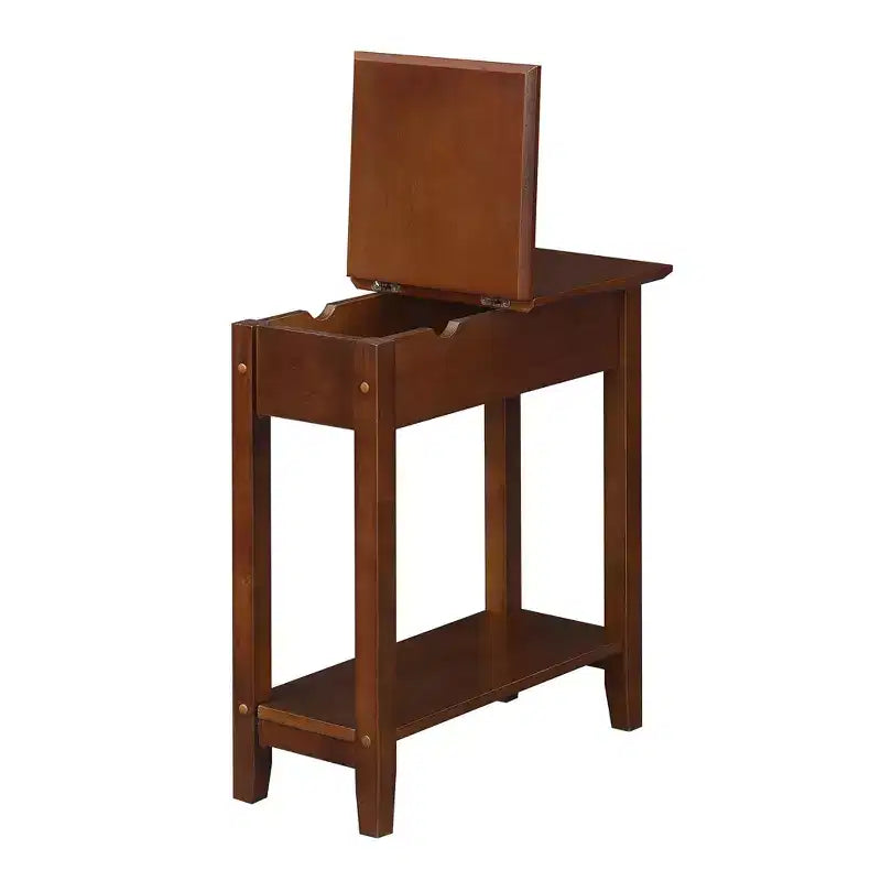 Flip Top End Table with Storage and Charging Station, Featuring USB Ports, Power Outlets and Slim Space Saving Design