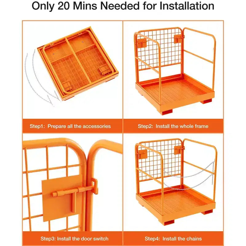 Forklift Safety Cage, Forklift Man Basket - 36''x36'' Heavy Duty 1200Lbs Capacity Work Platform for Aerial Jobs