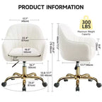 Velvet Desk Chair for Home Office, Soft Height Adjustable 360 Swivel Computer Chair, Beige