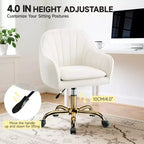 Velvet Desk Chair for Home Office, Soft Height Adjustable 360 Swivel Computer Chair, Beige