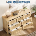 Fluted 7 Drawer Dresser, 45'' Tall Dresser, 7 Chest of Drawers, Wooden Chest with Clothes Storage, Storage Cabinet for Living Room Bedroom