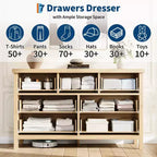 Fluted 7 Drawer Dresser, 45'' Tall Dresser, 7 Chest of Drawers, Wooden Chest with Clothes Storage, Storage Cabinet for Living Room Bedroom