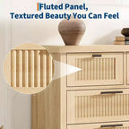 Fluted 7 Drawer Dresser, 45'' Tall Dresser, 7 Chest of Drawers, Wooden Chest with Clothes Storage, Storage Cabinet for Living Room Bedroom