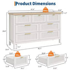 Fluted 7 Drawer Dresser, 45'' Tall Dresser, 7 Chest of Drawers, Wooden Chest with Clothes Storage, Storage Cabinet for Living Room Bedroom
