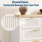 Fluted 7 Drawer Dresser, 45'' Tall Dresser, 7 Chest of Drawers, Wooden Chest with Clothes Storage, Storage Cabinet for Living Room Bedroom