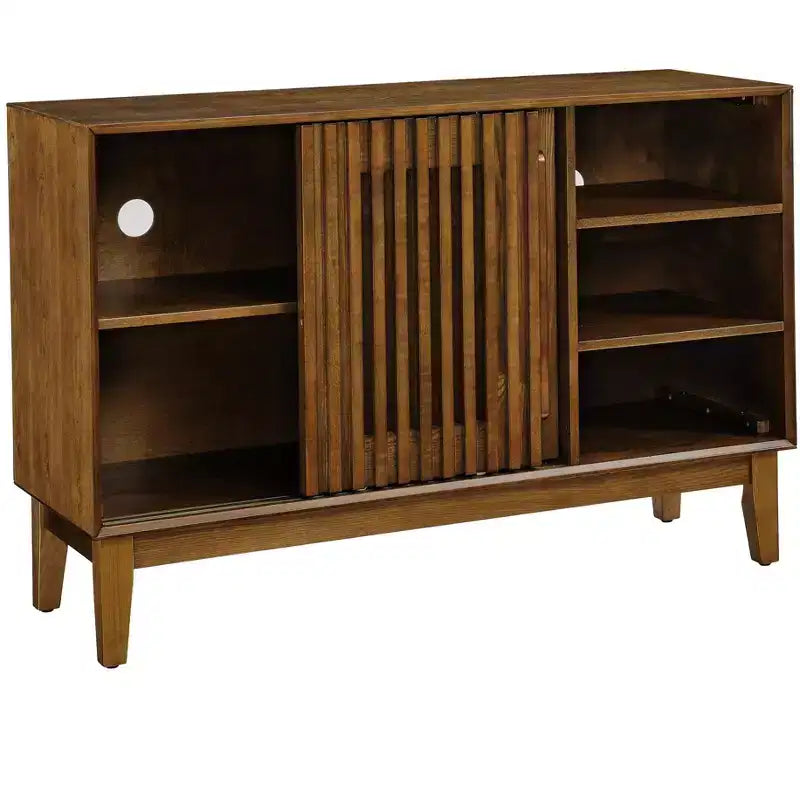 47.3-Inch Sideboard Buffet Cabinet with Storage, Farmhouse Fluted Sideboard with 2 Doors & Solid Wood Feet, Media Console Cabinet