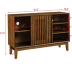 47.3-Inch Sideboard Buffet Cabinet with Storage, Farmhouse Fluted Sideboard with 2 Doors & Solid Wood Feet, Media Console Cabinet