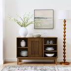 47.3-Inch Sideboard Buffet Cabinet with Storage, Farmhouse Fluted Sideboard with 2 Doors & Solid Wood Feet, Media Console Cabinet