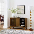 47.3-Inch Sideboard Buffet Cabinet with Storage, Farmhouse Fluted Sideboard with 2 Doors & Solid Wood Feet, Media Console Cabinet