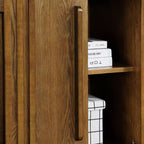 47.3-Inch Sideboard Buffet Cabinet with Storage, Farmhouse Fluted Sideboard with 2 Doors & Solid Wood Feet, Media Console Cabinet