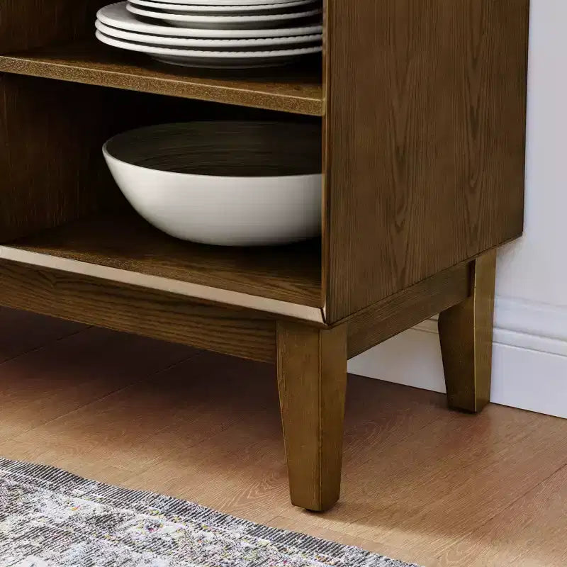 47.3-Inch Sideboard Buffet Cabinet with Storage, Farmhouse Fluted Sideboard with 2 Doors & Solid Wood Feet, Media Console Cabinet