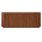 Modern Fluted 4 Door Sideboard Buffet Cabinet with Adjustable Shelves, Walnut