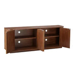Modern Fluted 4 Door Sideboard Buffet Cabinet with Adjustable Shelves, Walnut