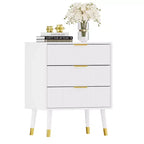 3-Drawer Fluted Dresser, Modern Bedroom Storage Chest with Wood Frame, Compact Dresser Nightstand for Bedroom Living Room