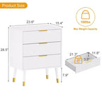 3-Drawer Fluted Dresser, Modern Bedroom Storage Chest with Wood Frame, Compact Dresser Nightstand for Bedroom Living Room