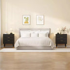 3-Drawer Fluted Dresser, Modern Bedroom Storage Chest with Wood Frame, Compact Dresser Nightstand for Bedroom Living Room