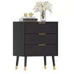 3-Drawer Fluted Dresser, Modern Bedroom Storage Chest with Wood Frame, Compact Dresser Nightstand for Bedroom Living Room