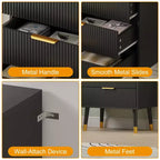 3-Drawer Fluted Dresser, Modern Bedroom Storage Chest with Wood Frame, Compact Dresser Nightstand for Bedroom Living Room