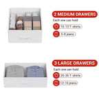 5 Drawer Dresser, Tall Dresser for Bedroom, Storage Organizer with Fabric Bins, Wood Top, Sturdy Steel Frame, Easy Pull Handle, Hallway, White
