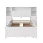 Twin Size Wooden Storage Bed with Tall Bookcase Headboard and Drawers