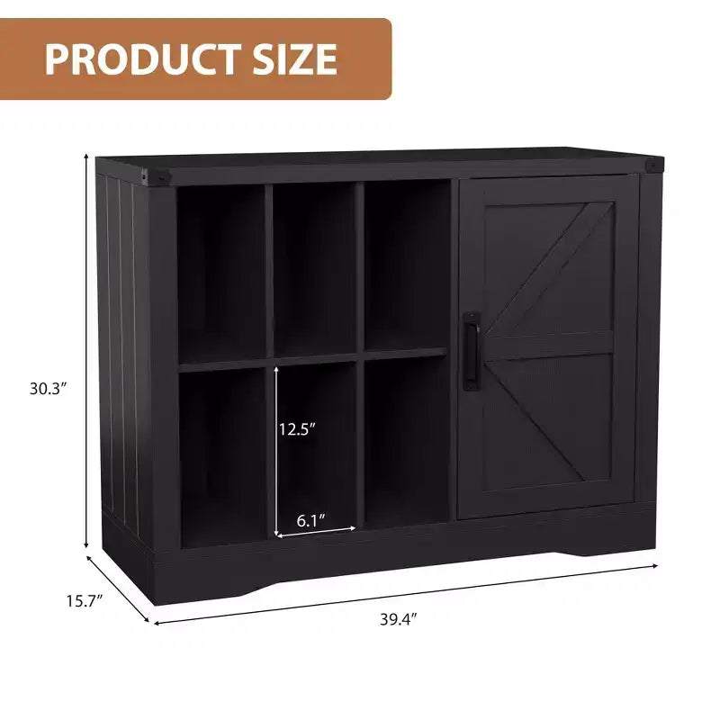 Record Player Stand with Vinyl Storage, Farmhouse Turntable Cabinet with Door, Vinyl Display Holder Shelves, Wooden Storage for Living Room, Black