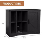 Record Player Stand with Vinyl Storage, Farmhouse Turntable Cabinet with Door, Vinyl Display Holder Shelves, Wooden Storage for Living Room, Black