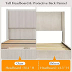 Corduroy Upholstered Platform Bed with Wingback Headboard, Wood Slats, No Box Spring Needed