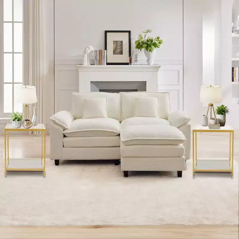 20 in. Square 2-Tier Tempered Glass End Table, Side Accent Table with Metal Frame for Living Room or Bedroom