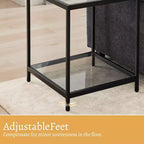 20 in. Square 2-Tier Tempered Glass End Table, Side Accent Table with Metal Frame for Living Room or Bedroom