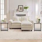 20 in. Square 2-Tier Tempered Glass End Table, Side Accent Table with Metal Frame for Living Room or Bedroom