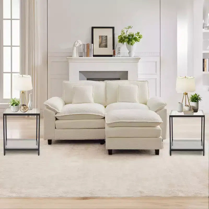 20 in. Square 2-Tier Tempered Glass End Table, Side Accent Table with Metal Frame for Living Room or Bedroom