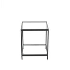 20 in. Square 2-Tier Tempered Glass End Table, Side Accent Table with Metal Frame for Living Room or Bedroom
