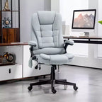 6 Point Vibrating Massage Executive Office Chair with Heat, Reclining Computer Chair with Remote, Comfy Chair for Study, Office, Gray