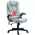6 Point Vibrating Massage Executive Office Chair with Heat, Reclining Computer Chair with Remote, Comfy Chair for Study, Office, Gray