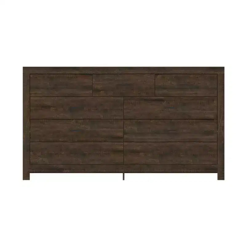 Rustic 9-Drawer Chest Dresser Organizer Compartments Solid Build, Spacious Drawers
