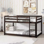 Zevemomo Wooden Bunk Bed Twin Over Twin, Solid Rubberwood Bed Frame with Built-in Ladder, for Small Spaces,Bedroom,Space Saving, No Box Spring Needed